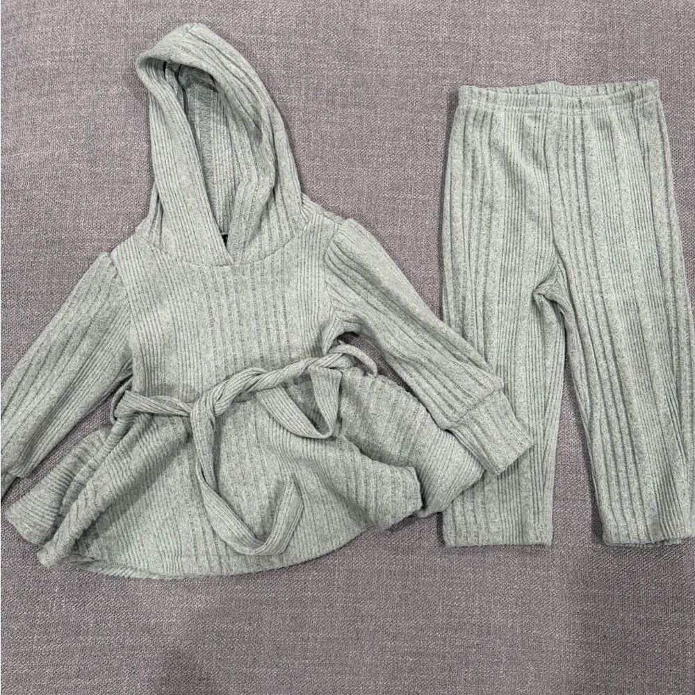 Cozy Mint Knit Hoodie and Pants Set